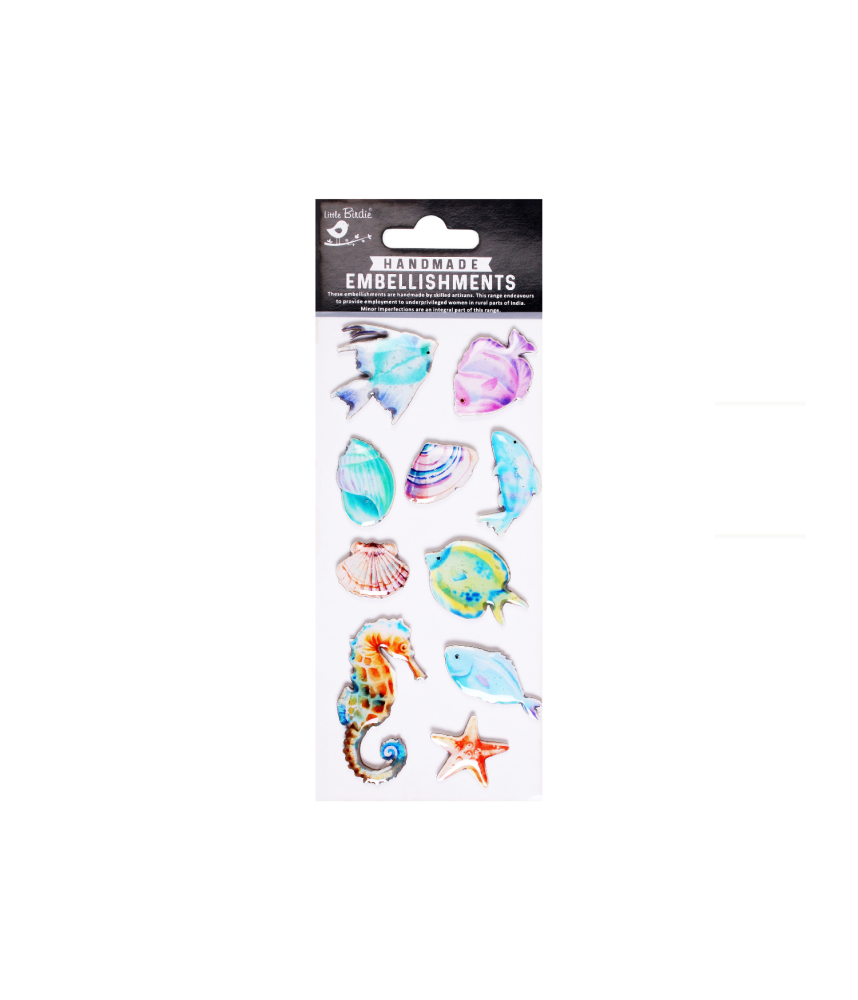 Little Birdie Self-Adhesive Handmade Resin Stickers - Ocean world 10pc