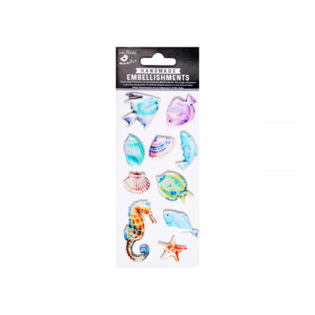 Little Birdie Self-Adhesive Handmade Resin Stickers - Ocean world 10pc