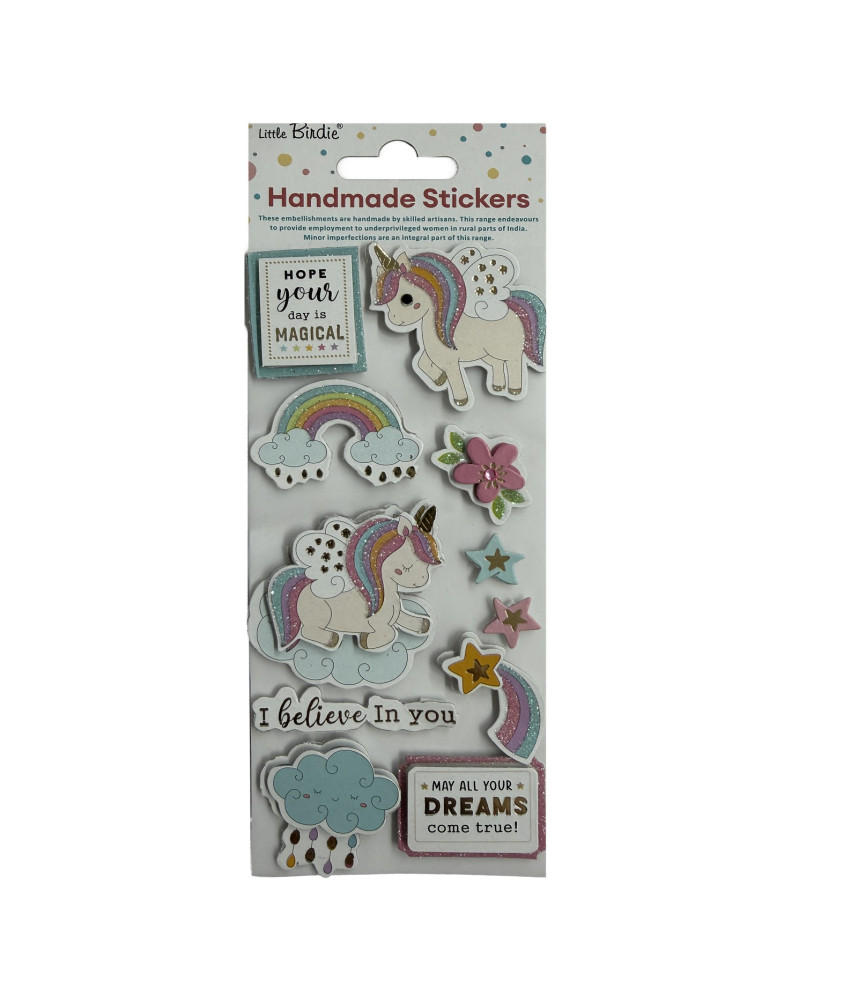 Little Birdie Self-Adhesive Foil Handmade Stickers - Happy Days 11pc