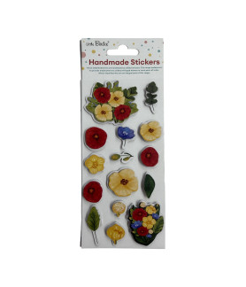 Little Birdie Self Adhesive Handmade Stickers - Floral Jewel, 15pc