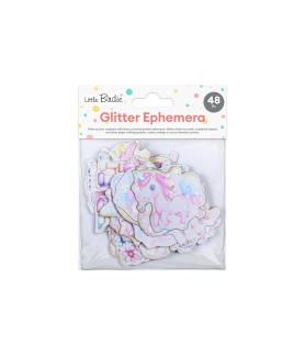Little Birdie Glitter Ephemera - Unicorn Celebration 48pc