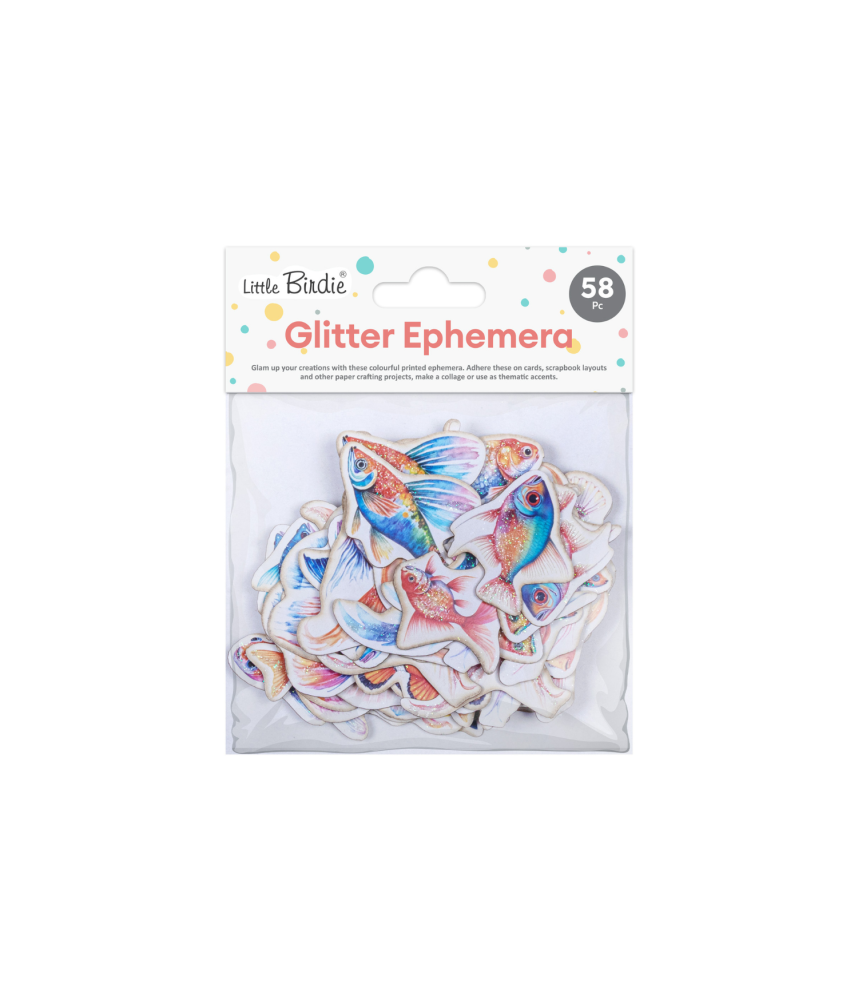 Little Birdie Glitter Ephemera - Fab Fins 58pc