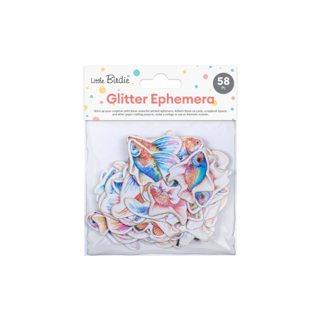 Little Birdie Glitter Ephemera - Fab Fins 58pc