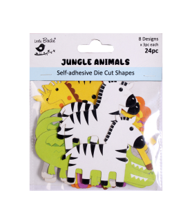 Little Birdie Self - Adhesive Die Cut Shapes - Jungle animals 24pc