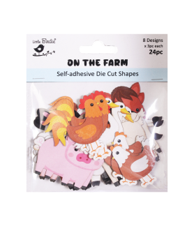 Little Birdie Self - Adhesive Die Cut Shapes - On the farm 24pc