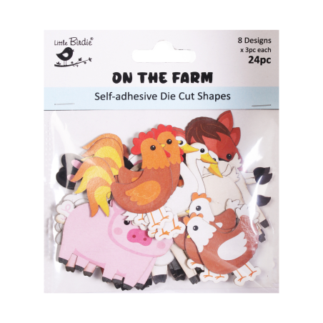 Little Birdie Self - Adhesive Die Cut Shapes - On the farm 24pc