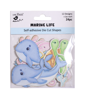 Little Birdie Self - Adhesive Die Cut Shapes - Marine Life 24pc