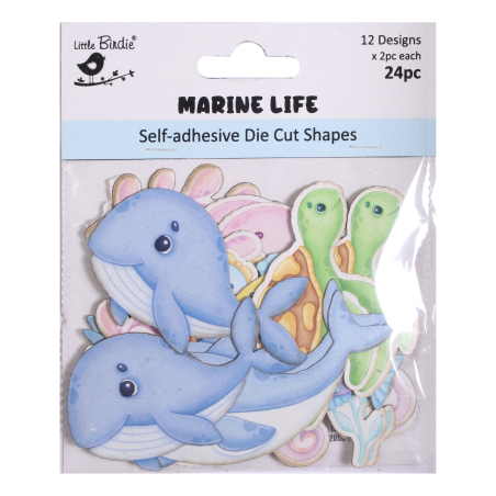 Little Birdie Self - Adhesive Die Cut Shapes - Marine Life 24pc