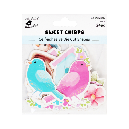 Little Birdie Self - Adhesive Die Cut Shapes - Sweet Chirps 24pc