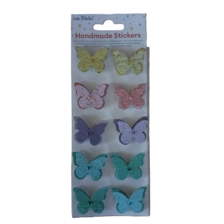 Little Birdie Self-Adhesive One Step Crackle Handmade Stickers - Butterfly 8pc