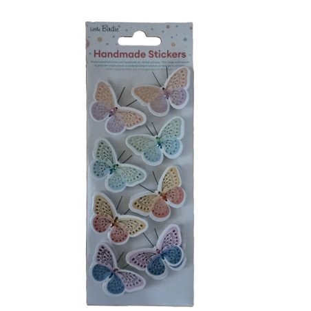 Little Birdie Self-Adhesive Foil Handmade Stickers - Vivid Butterflies 8pc
