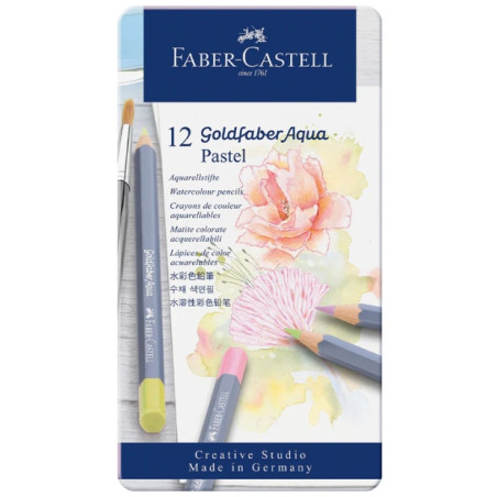 Faber-Castell Goldfaber Aqua Watercolour Pencils, Pastel Tones 12Pc