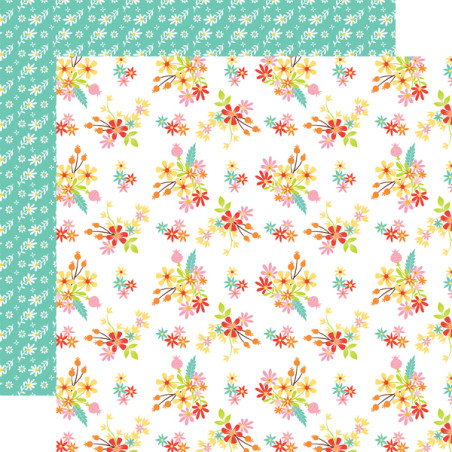 Echo Park Easter Wishes 12 x 12 Scrapbook Paper - Easter Flowers
