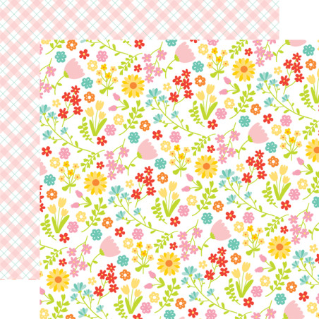 Echo Park Easter Wishes 12 x 12 Scrapbook Paper - Floral Fun