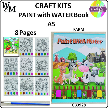 Craft Kit PAINT w WATER Book FARM 8 Pages A5