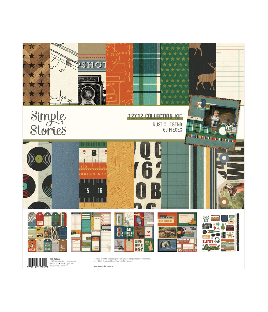 Simple Stories 12 x 12 Paper Pack - Rustic Legend 69pc