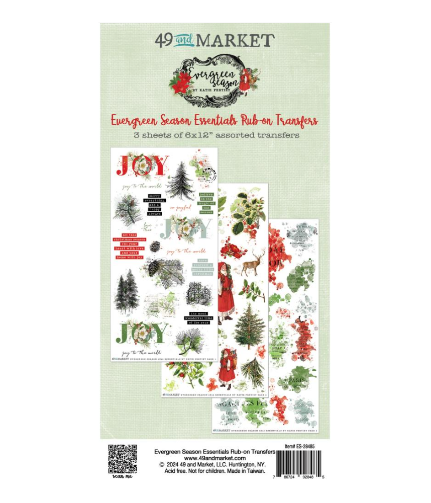 49 and Market Evergreen Season Essentials Rub-on Transfer