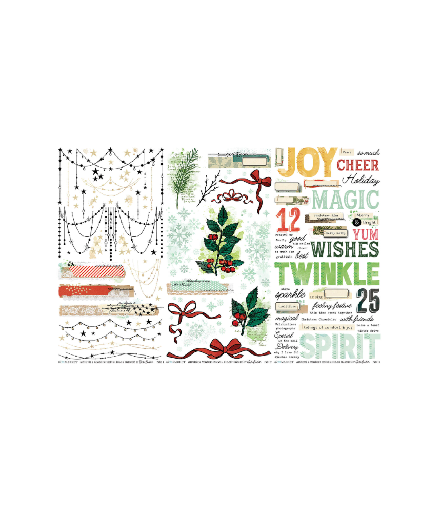49 and Market Mistletoe and Memories Essential Rub-on Transfers