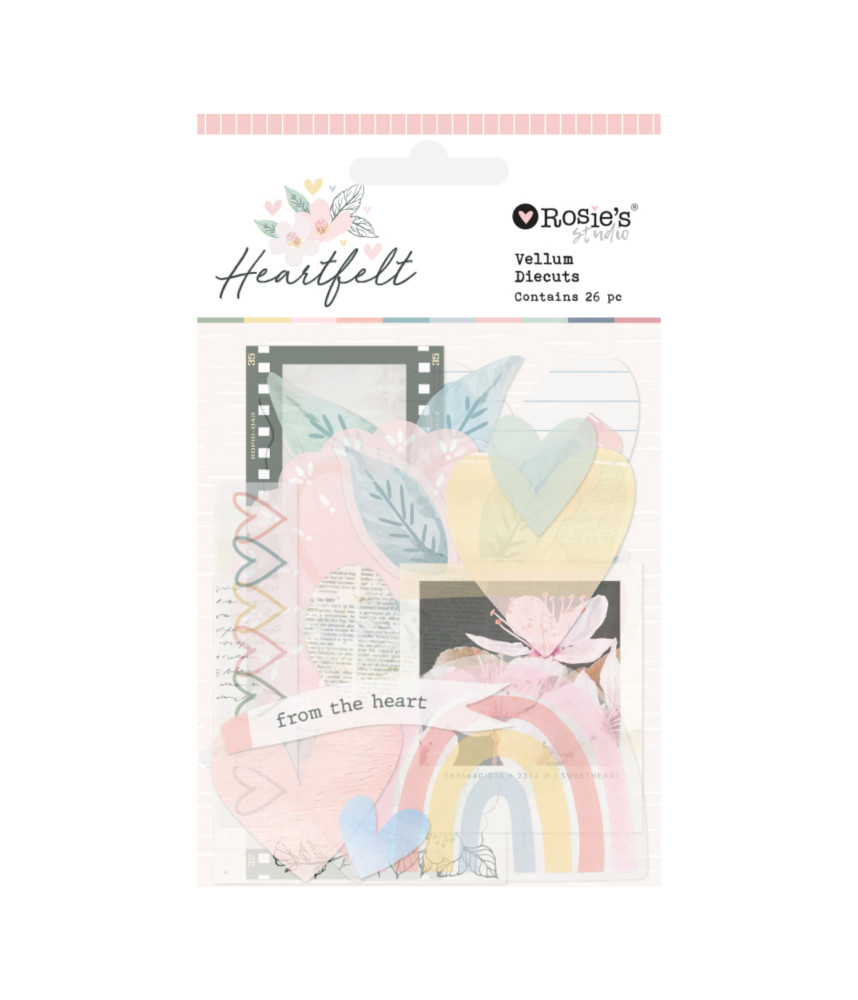 Rosies Studio Heartfelt Vellum Die cuts/Ephemera Pack (26 Pieces)