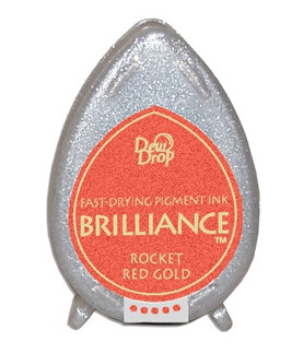 Tsukineko Brilliance Dewdrop Ink Pad Rocket Red Gold
