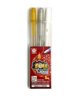Sakura Gelly Roll Pen Set of 3 Gold, Silver, White