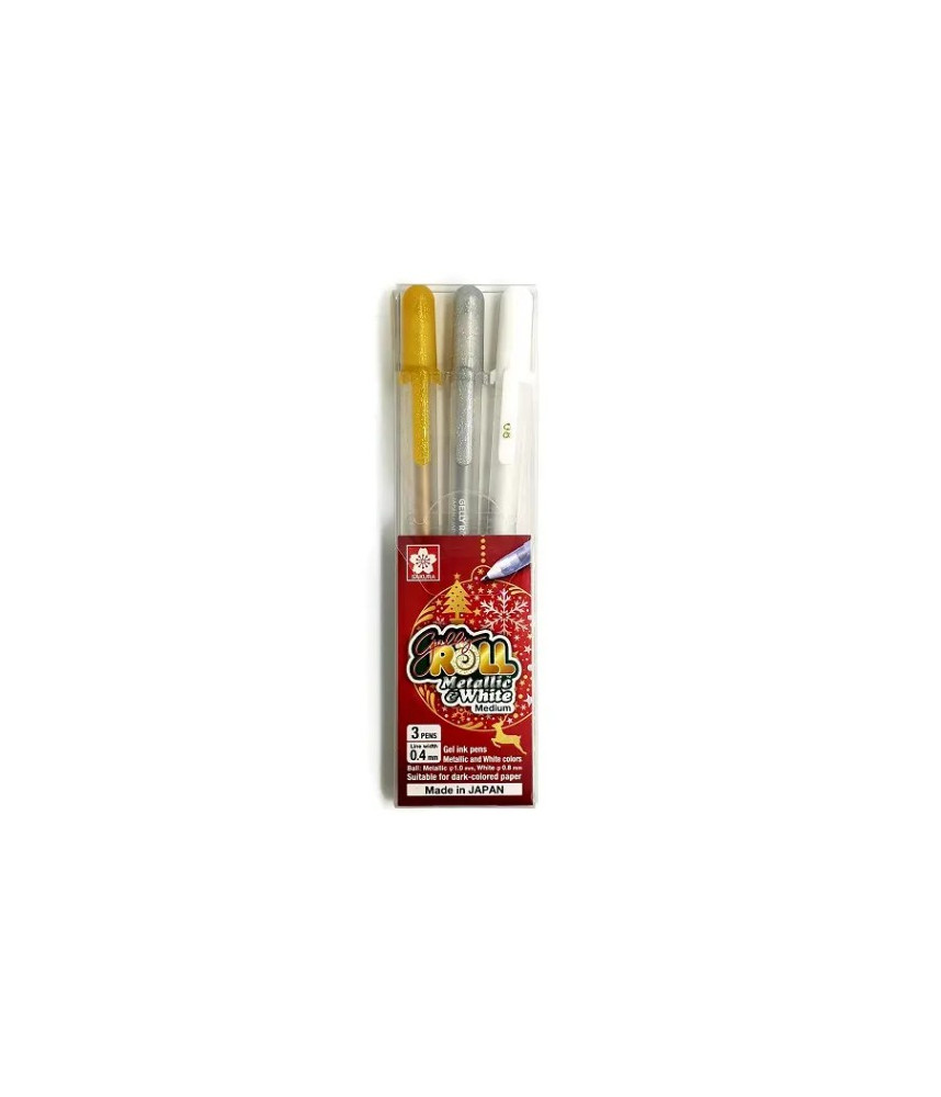 Sakura Gelly Roll Pen Set of 3 Gold, Silver, White