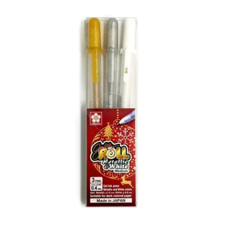 Sakura Gelly Roll Pen Set of 3 Gold, Silver, White