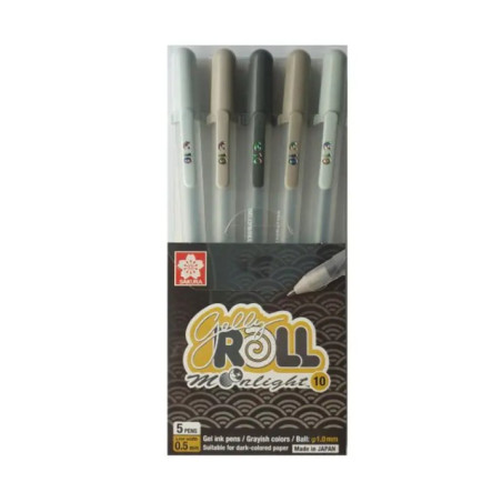 Sakura Gelly Roll Moonlight Gray Tones Set of 5