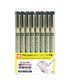 Sakura Pigma Micron PN (Plastic Nib) Set of 8 Colours