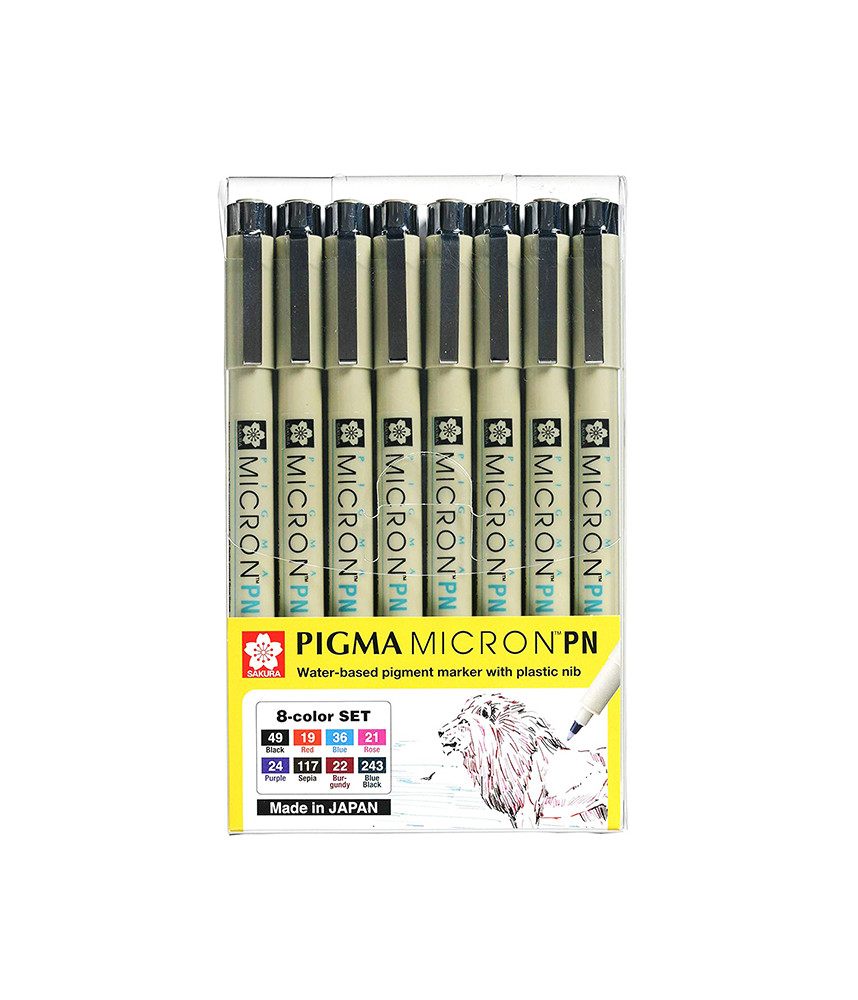 Sakura Pigma Micron PN (Plastic Nib) Set of 8 Colours