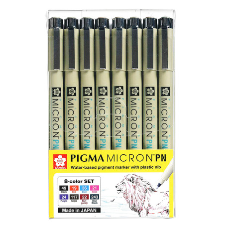 Sakura Pigma Micron PN (Plastic Nib) Set of 8 Colours