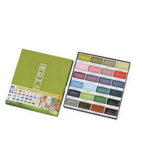 Kuretake Gansai Tambi Watercolor Pans - Set of 24, Art Nouveau