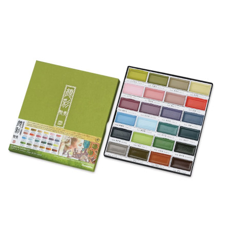 Kuretake Gansai Tambi Watercolor Pans - Set of 24, Art Nouveau