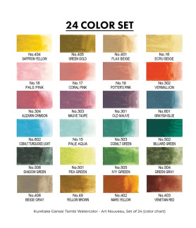 Kuretake Gansai Tambi Watercolor Pans - Set of 24, Art Nouveau