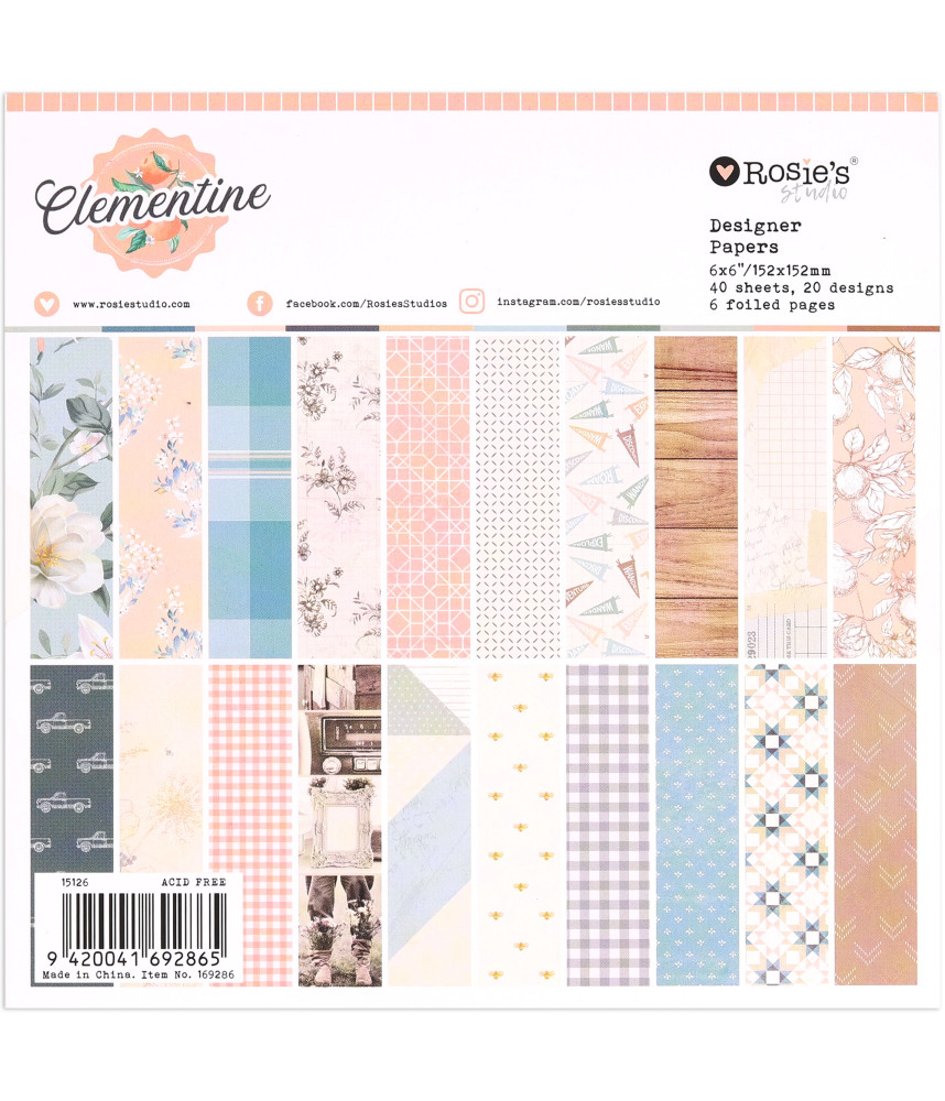 Rosies Studio 6 x 6 Paper Pad - Clementine
