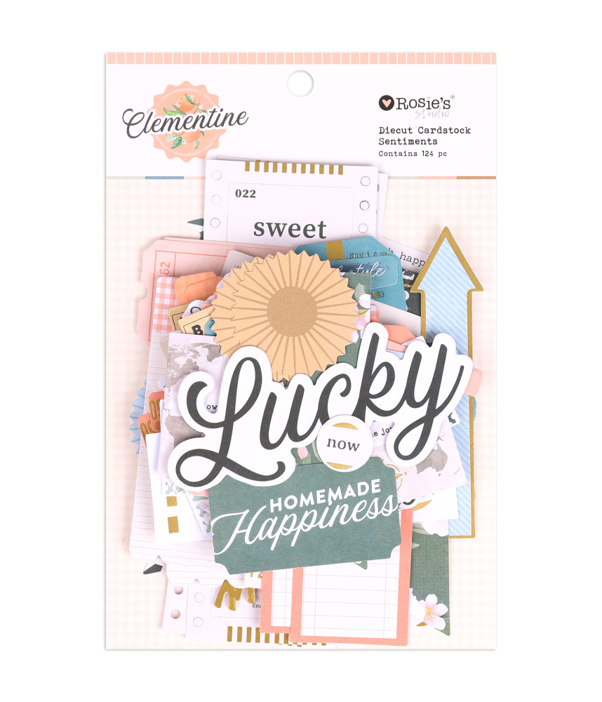 Rosies Studio Clementine Cardstock Diecut Ephemera - Sentiments 124 pieces