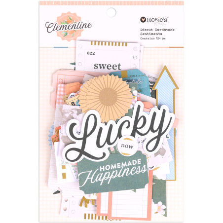 Rosies Studio Clementine Cardstock Diecut Ephemera - Sentiments 124 pieces