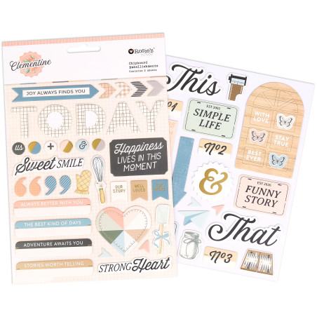 Rosies Studio Clementine Chipboard Stickers 2 sheets