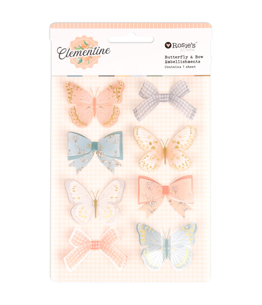 Rosies Studio Clementine Butterfly & Bow Embellishments