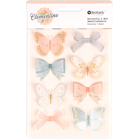Rosies Studio Clementine Butterfly & Bow Embellishments