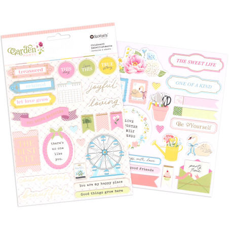 Rosies Studio Garden Party Chipboard Stickers 2 sheets