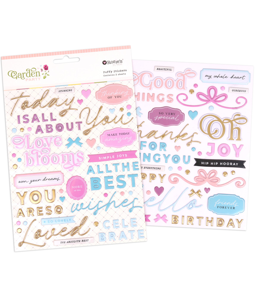 Rosies Studio Garden Party Puffy Stickers 2 sheets