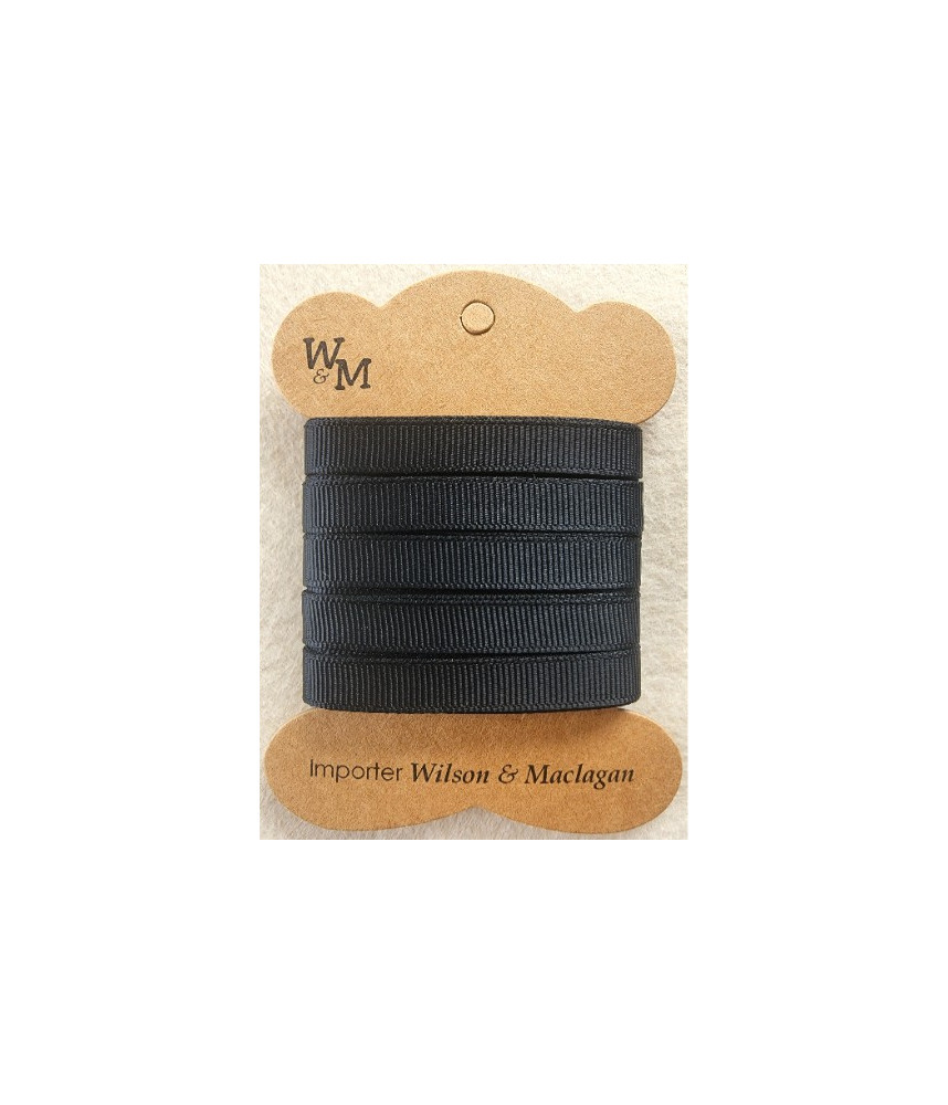 W&M Ribbon GROSGRAIN BLACK 9mm x 10m