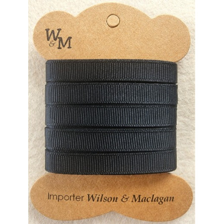 W&M Ribbon GROSGRAIN BLACK 9mm x 10m