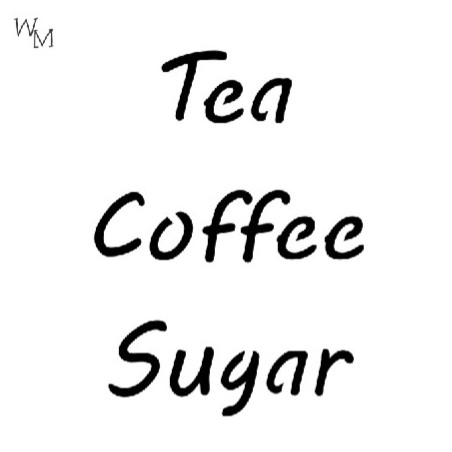 W&M Stencil TEA, COFFEE, SUGAR SMALL 20mm