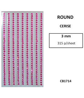W&M Stick-On Rhinestones Cerise 3mm