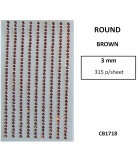 W&M Stick-On Rhinestones Brown 3mm