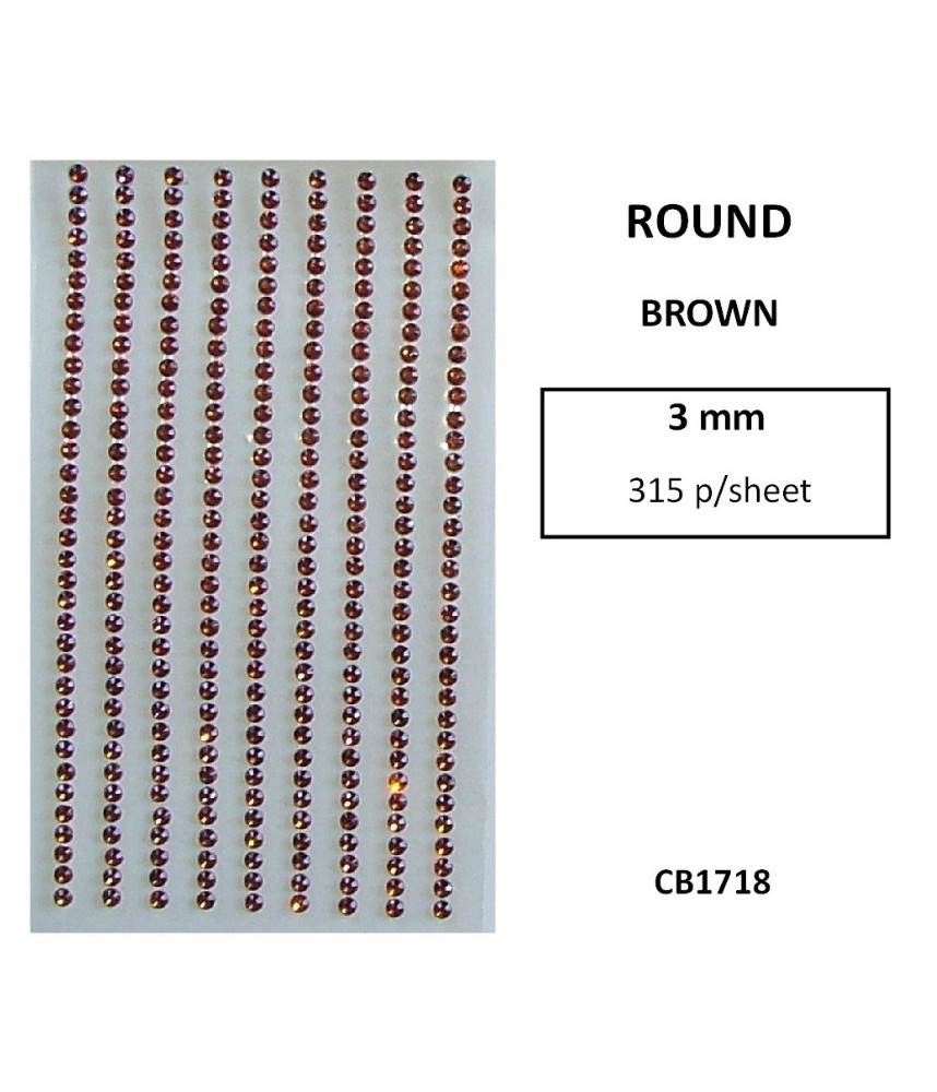 W&M Stick-On Rhinestones Brown 3mm