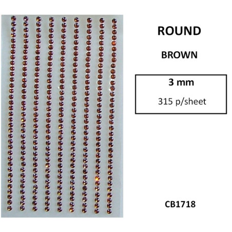 W&M Stick-On Rhinestones Brown 3mm
