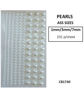 W&M R/stones ASS SIZES PEARLS Stick-on